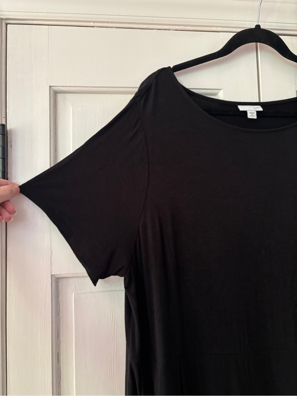 J Jill Solid Black Maxi Dress Short Sleeve Pocket Flowy Lightweight Plus Size 3X - Picture 5 of 12